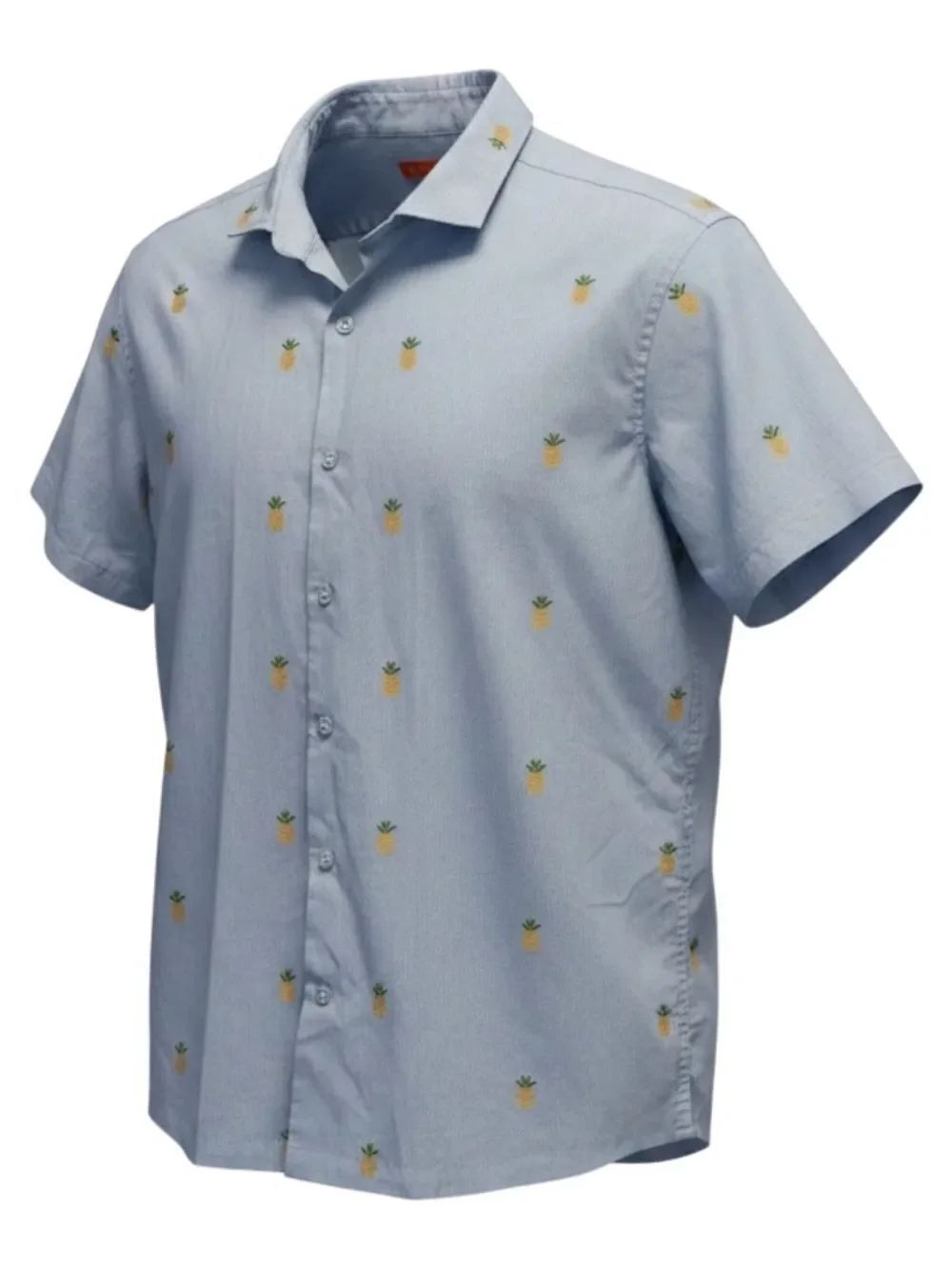 Tori Richard Striped Embroidered Pineapple Button Down Shirt